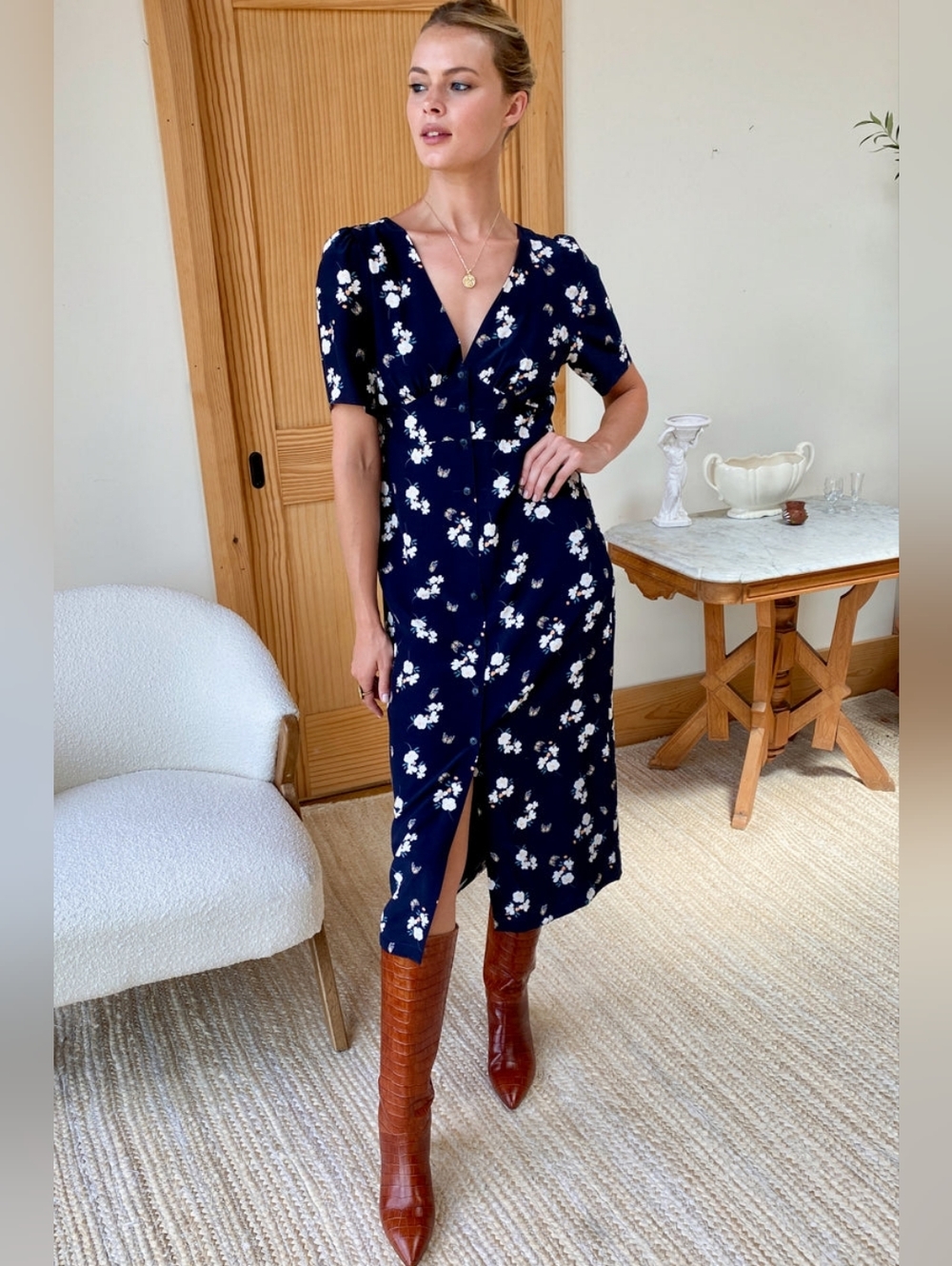 Emerson Fry Juney Button Dress - Butterflies Maritime